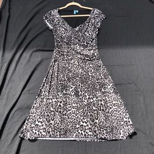Silver and Black Slimming Leopard Print Dress,